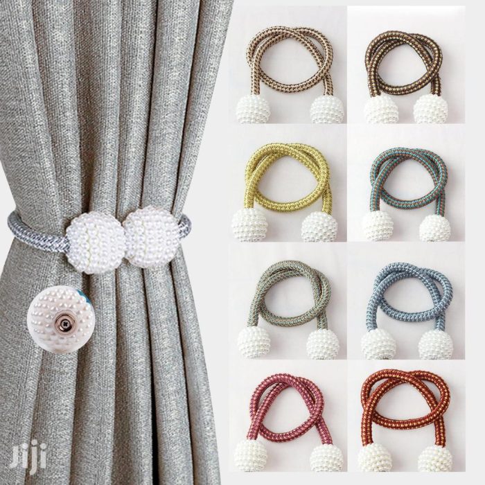 Curtain Magnetic Clip Bead Curtain Tie back Hanging Ball Curtain (1 pair) - (Silver Color)