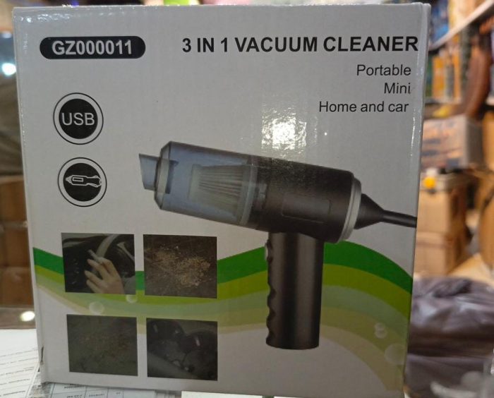 3 In 1 Portable Vacuum Cleaner Duster Blower Air Pump Wireless Hand-held Cleaning For Car Home (GZ000011)